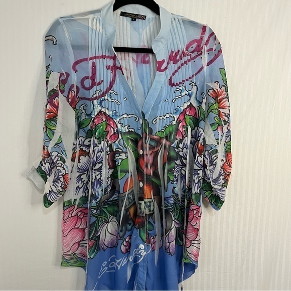 Vintage Ed Hardy Blouse L - Picture 4 of 9